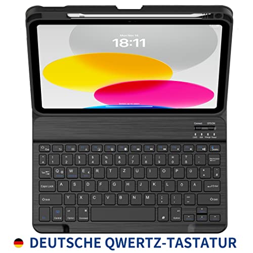 EasyAcc German QWERTZ Keyboard Case Compatible with iPad 10 Generation 10.9 Inch 2022 A2757/A2777