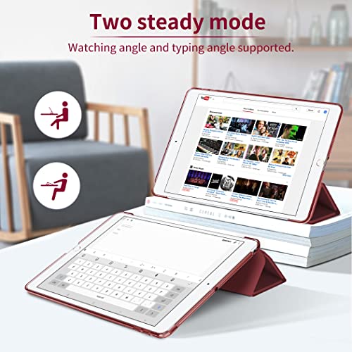 EasyAcc Hülle Kompatibel mit iPad Air 2, Ultra Dünn Transluzent Matt Rückseite Abdeckung mit Auto aufwachen/Schlaf Funktion Kompatibel mit iPad Air 2 A1566/A1567 Dunkelrot